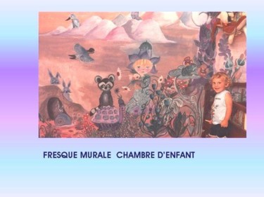Painting titled "FRESQUE MURALE CHAM…" by France, Original Artwork, Oil