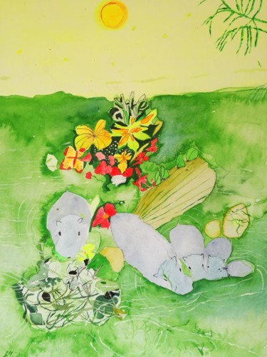 Peinture intitulée "hippos" par Rebecca De Figueiredo, Œuvre d'art originale