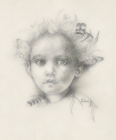 Dessin intitulée "le-petit-ambassadeu…" par Brigitte Robin, Œuvre d'art originale, Conté