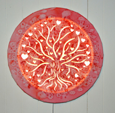 Ζωγραφική με τίτλο "TABLEAU LUMINEUX RO…" από Lune Et Animo, Αυθεντικά έργα τέχνης, Άλλος
