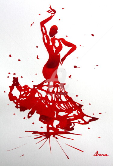图画 标题为“Flamenco N°1” 由Henri Ibara, 原创艺术品, 墨