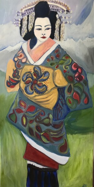 Painting titled "GEISHA No. 1" by Njoy, Original Artwork, Oil