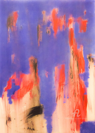 Abstraction bleue 003 Peinture intitulée "Abstraction bleue 0…" par Alliet-Delacroix, Œuvre d'art originale, Huile Monté sur Châssis en bois