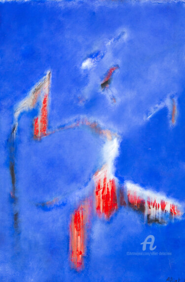 Peinture intitulée "Abstraction bleue 0…" par Alliet-Delacroix, Œuvre d'art originale, Huile Monté sur Châssis en bois