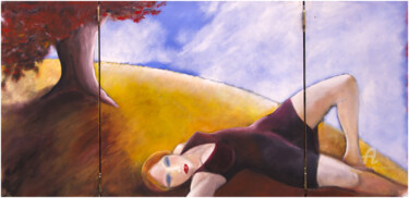 Peinture intitulée "Relations en tripty…" par Alliet-Delacroix, Œuvre d'art originale, Huile