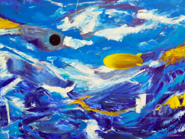 Black Moon canyon Pintura intitulada "Black Moon canyon" por Sergey Lutsenko, Obras de arte originais, Óleo Montado em Armação em madeira