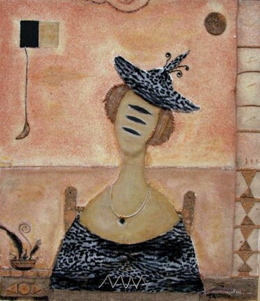 Pittura intitolato ""Ritratto in grigio"" da Angelo Mazzoleni, Opera d'arte originale, Olio