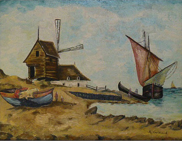 Peinture intitulée "étude-le-moulin-boi…" par André Goinaud, Œuvre d'art originale, Huile
