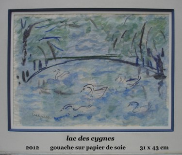 Peinture intitulée "lac-des-cygnes.jpg" par Ioana, Œuvre d'art originale, Gouache