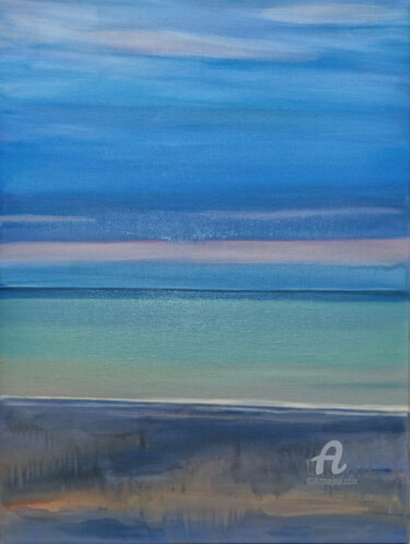 Mer à Pourville sur Mer 1 Pintura titulada "Mer à Pourville sur…" por Laurence Allemand, Obra de arte original, Oleo Montado en Bastidor de camilla de…