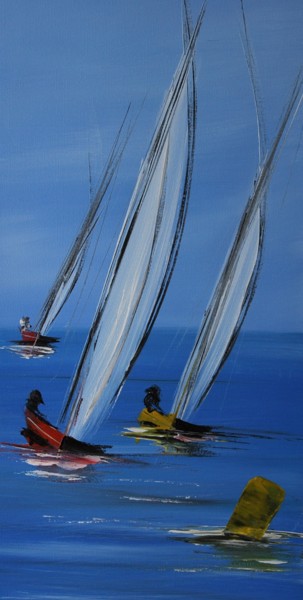 Peinture intitulée "Trois-voiliers-1729" par Patrice Butel, Œuvre d'art originale, Huile