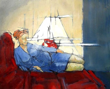LA LAMPE ROUGE Peinture intitulée "LA LAMPE ROUGE" par Marcel Clerc, Œuvre d'art originale, Acrylique