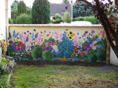 Peinture intitulée "fleurs de jardin" par Nadine Coffinier, Œuvre d'art originale, Acrylique