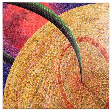 Painting titled "Red Moon" by Andre Van Der Kerkhoff, Original Artwork, Acrylic