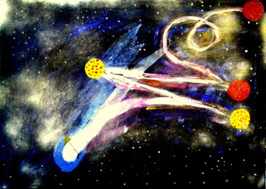 Malerei mit dem Titel "La comète en fête (…" von Hans-Jürgen Grossmeyer, Original-Kunstwerk, Acryl