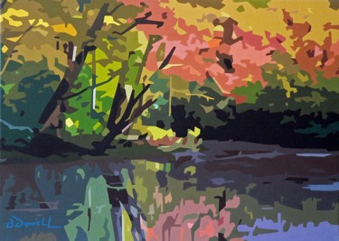 Peinture intitulée "Sérénité automnale" par Danielle Braillon (DANIELL), Œuvre d'art originale, Huile