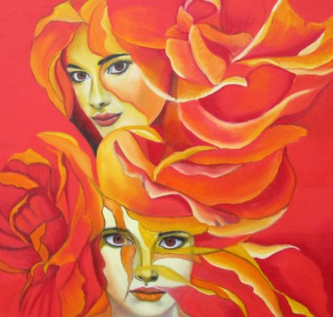 Peinture intitulée "Secret garden" par Alix, Œuvre d'art originale, Huile