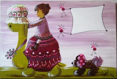 Artisanat intitulée "rose, sally et lulu…" par Isabelle Weber, Œuvre d'art originale, Décoration de maison
