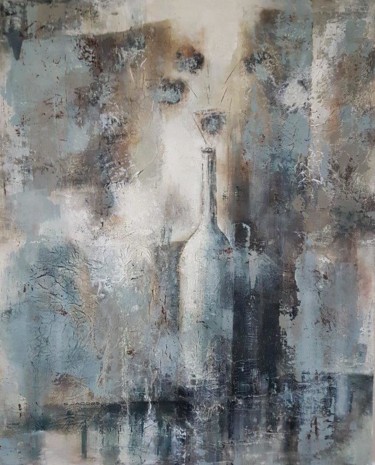Painting titled "19b-la-bouteille…" by Catjac, Original Artwork, Acrylic Mounted on Wood Stretcher frame