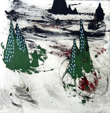 Prenten & gravures getiteld "In the woods" door Ivana Pelouchová (IVANEL), Origineel Kunstwerk, Monotype