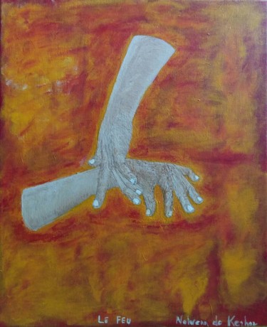 Painting titled "Le feu" by Nolwenn De Kerhor, Original Artwork