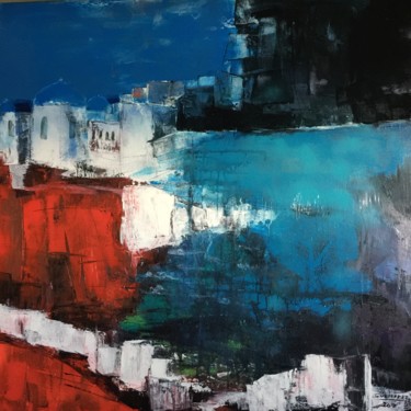 Peinture intitulée "" MÉDITERRANÉE II "" par Gutierrez, Œuvre d'art originale, Huile Monté sur Châssis en bois