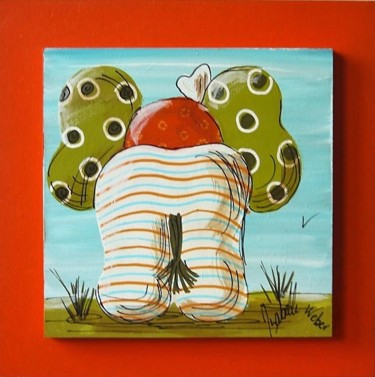 Peinture intitulée "mon éléphant en pyj…" par Isabelle Weber, Œuvre d'art originale, Acrylique
