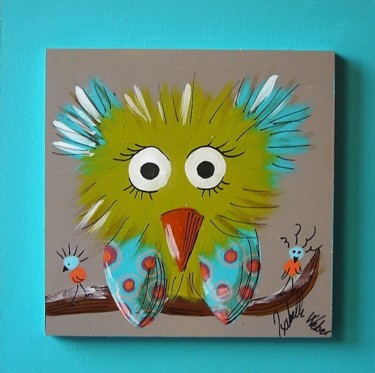 Peinture intitulée "une chouette très c…" par Isabelle Weber, Œuvre d'art originale, Acrylique