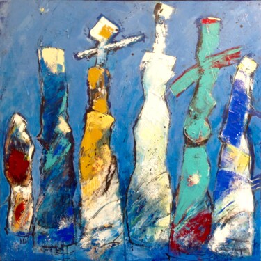 Peinture intitulée "Les piquets du port…" par Nadine Falguieres (NADI), Œuvre d'art originale, Acrylique