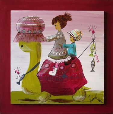 Peinture intitulée "nos petits pêcheurs…" par Isabelle Weber, Œuvre d'art originale, Acrylique