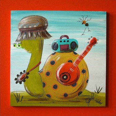 Peinture intitulée "manolo, l'escargot…" par Isabelle Weber, Œuvre d'art originale, Acrylique