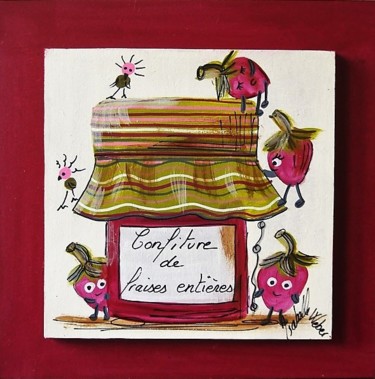 Artisanat intitulée "confiture de fraise…" par Isabelle Weber, Œuvre d'art originale, Décoration de maison