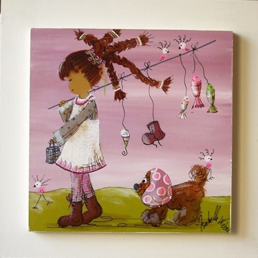Peinture intitulée "julie et chloé à la…" par Isabelle Weber, Œuvre d'art originale, Acrylique