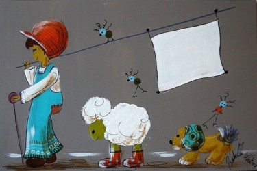 Artisanat intitulée "coco, pat et fred ,…" par Isabelle Weber, Œuvre d'art originale, Décoration de maison