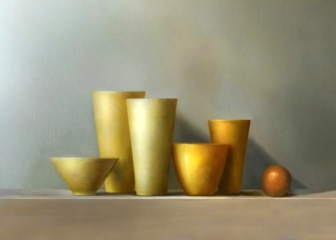 Pittura intitolato "Yellow vases" da Miklós Szentgyörgyi, Opera d'arte originale, Olio