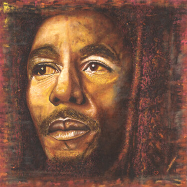 Bob Marley - acrylique+sable - 80x80cm Ζωγραφική με τίτλο "Bob Marley - acryli…" από David Cadran, Αυθεντικά έργα τέχνης, Ακρυλικό