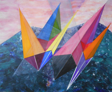 Schilderij getiteld "triangles-ii" door David Callahan, Origineel Kunstwerk, Acryl