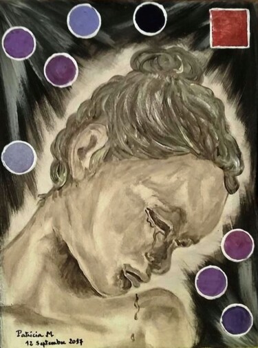 绘画 标题为“triptyque "soeurs"…” 由Patricia M. Le Démon Du Crayon, 原创艺术品, 丙烯 安装在木质担架架上