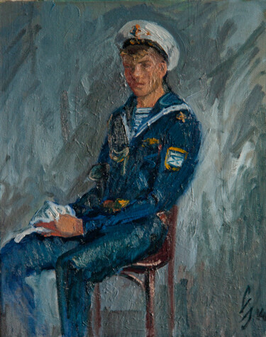 Malerei mit dem Titel "Etude of a Sailor" von Sergey Sovkov, Original-Kunstwerk, Öl
