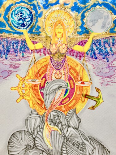 Schilderij getiteld "Money or Love" door Sandro Brito (Sanarts), Origineel Kunstwerk, Aquarel