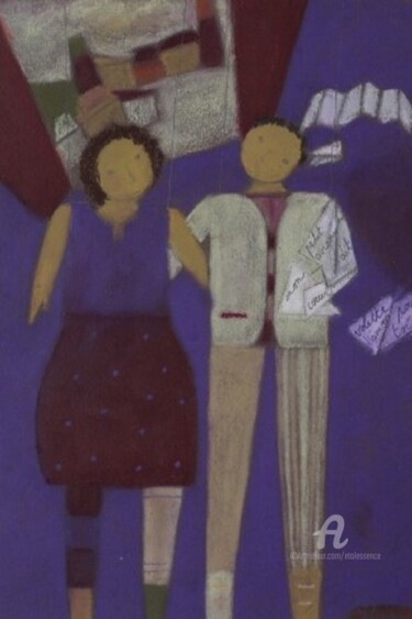 Marionnettes amoureuses mon coeur volette d'amour Peinture intitulée "Marionnettes amoure…" par Etolessence, Œuvre d'art originale, Autre