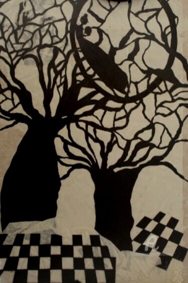 Collages titled "Arbres de vie, arbr…" by Etolessence, Original Artwork, Paper cutting