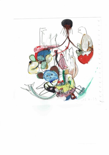 Peinture intitulée "Jardin extraordinai…" par Fanny Fradin, Œuvre d'art originale, Encre