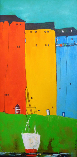 绘画 标题为“landscape-12x24-01.…” 由Ganesh Badiger, 原创艺术品, 丙烯