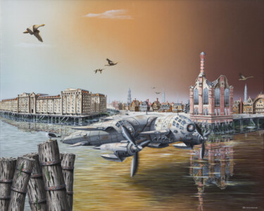 제목이 "In London (Sous bag…"인 미술작품 Thierry Van Quickenborne로, 원작, 기름 나무 들것 프레임에 장착됨