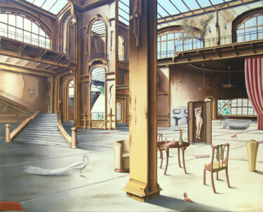 绘画 标题为“Le paravent (Sous b…” 由Thierry Van Quickenborne, 原创艺术品, 油 安装在木质担架架上