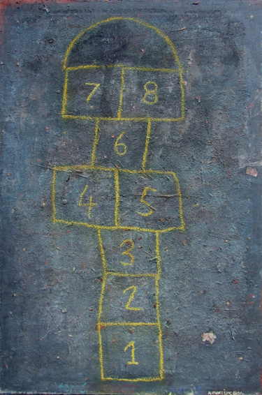 Painting titled "hopscotch" by Mladen Lazarević, Original Artwork, Acrylic