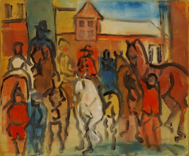 Peinture intitulée "Place-du-marche-" par Thierry Faure, Œuvre d'art originale, Huile