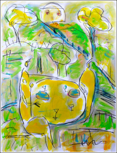 Painting titled "DÉJEUNER EN PAIX" by Jean Mirre, Original Artwork, Oil