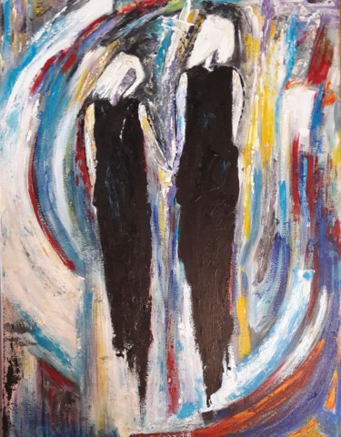 NE PARS PAS Peinture intitulée "NE PARS PAS" par Christiane Guerry, Œuvre d'art originale, Acrylique